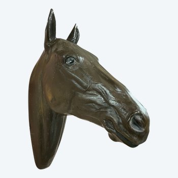 Tête De Cheval Décorative En Plâtre H: 80 Cm