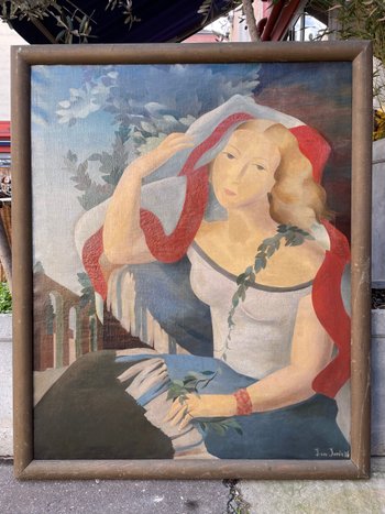 Jean Janin - stilisiertes Porträt einer Frau 1936 Öl auf Leinwand
