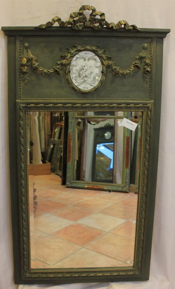 Louis XVI Style Trumeau with Patina, Bevelled Mirror 74 X 135 Cm