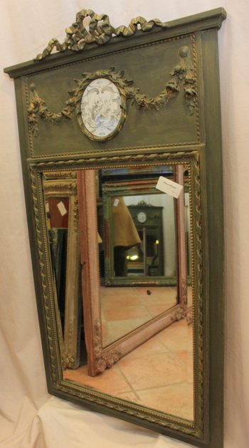 Louis XVI Style Trumeau with Patina, Bevelled Mirror 74 X 135 Cm