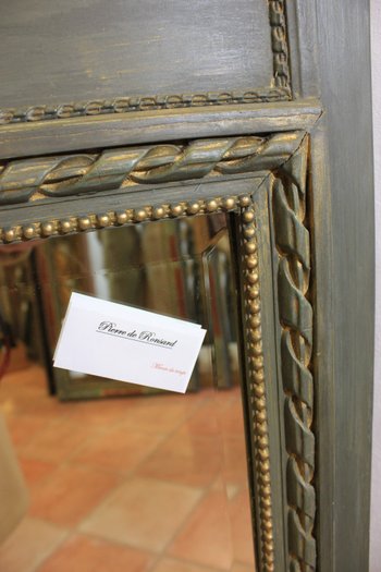 Louis XVI Style Trumeau with Patina, Bevelled Mirror 74 X 135 Cm