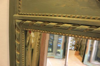 Louis XVI Style Trumeau with Patina, Bevelled Mirror 74 X 135 Cm