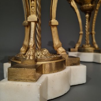 Louis XVI period, Rare pair of candelabra in athenian style. Gouthière, Thomire.