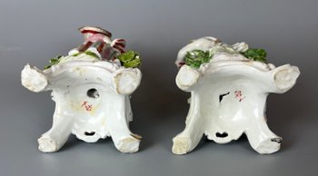 A fine pair of 18thc Bow "New Dancers" figures on rococo footed bases. 1756-65
