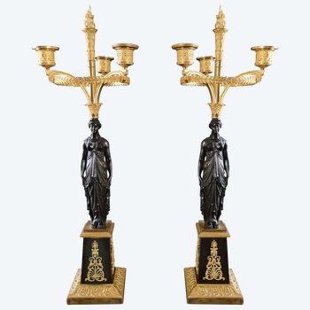 Superb Pair Of Empire Period Candelabras, Attributed To Claude Galle.