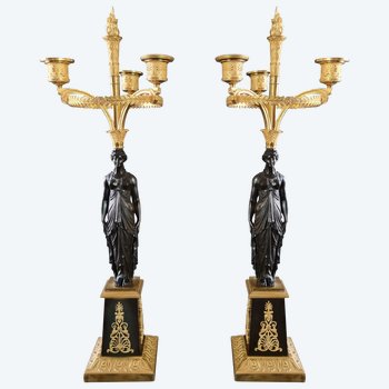 Superb Pair Of Empire Period Candelabras, Attributed To Claude Galle.