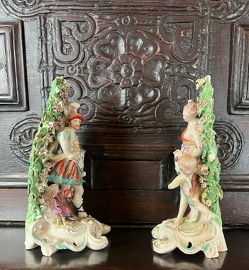 A pair of late 18thc Derby candlestick figures depicting Venus and Mars. c1765