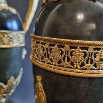 Claude Galle, Large Pair of Ewers, Early XIXth Century.