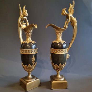 Claude Galle, Large Pair of Ewers, Early XIXth Century.