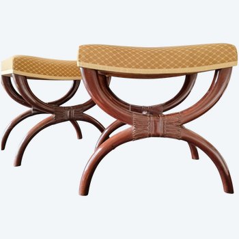 Jacob D R Meslée, Rare Pair Of Empire Period Stamped Curules.