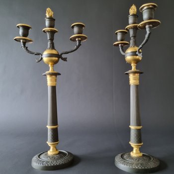 Empire-restoration Period: Large Pair Of Candelabra