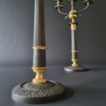 Empire-restoration Period: Large Pair Of Candelabra