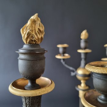 Empire-restoration Period: Large Pair Of Candelabra