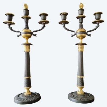 Empire-restoration Period: Large Pair Of Candelabra