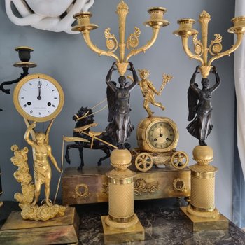 Empire Period: Large Pair Of Candelabra With Winged Victories.