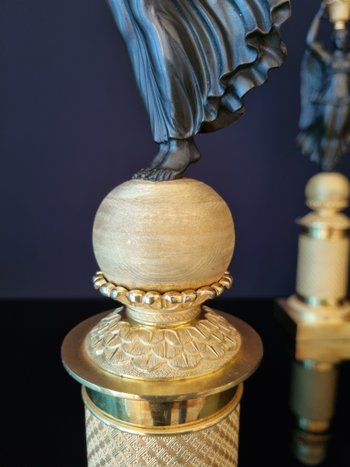 Empire Period: Large Pair Of Candelabra With Winged Victories.