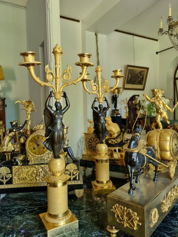 Empire Period: Large Pair Of Candelabra With Winged Victories.