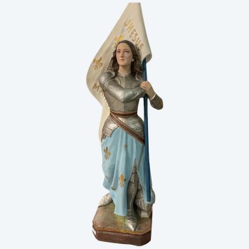 Grand Plâtre De Chapelle Polychrome Jeanne D’arc H: 160