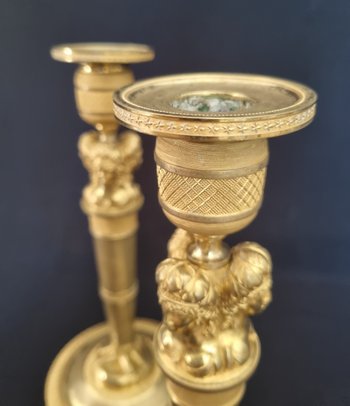 Claude Galle, Pair Of "Wonderful" Candlesticks From The Empire Period.