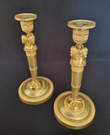Claude Galle, Pair Of "Wonderful" Candlesticks From The Empire Period.