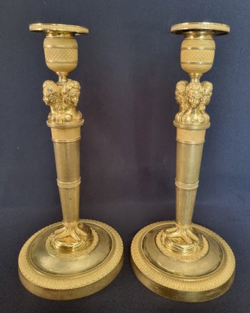 Claude Galle, Pair Of "Wonderful" Candlesticks From The Empire Period.