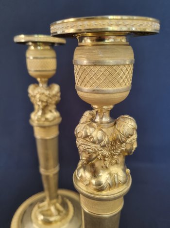 Claude Galle, Pair Of "Wonderful" Candlesticks From The Empire Period.
