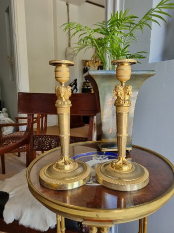 Claude Galle, Pair Of "Wonderful" Candlesticks From The Empire Period.