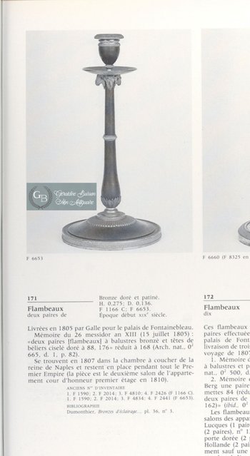 Claude Galle: Rare pair of candlesticks from the Empire-Consulate period.