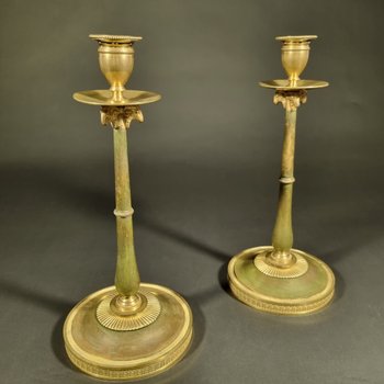 Claude Galle: Rare pair of candlesticks from the Empire-Consulate period.