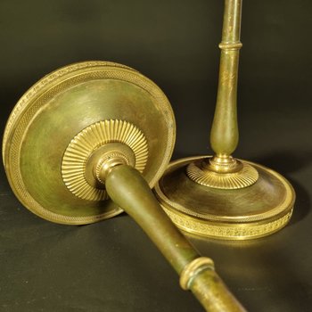 Claude Galle: Rare pair of candlesticks from the Empire-Consulate period.