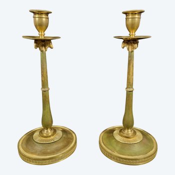 Claude Galle: Rare pair of candlesticks from the Empire-Consulate period.