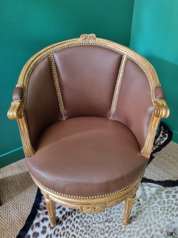 Sulpice Brizard, Exceptionnel Fauteuil De Bureau Tournant, d'époque Louis XVI.