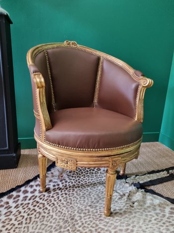 Sulpice Brizard, Exceptionnel Fauteuil De Bureau Tournant, d'époque Louis XVI.