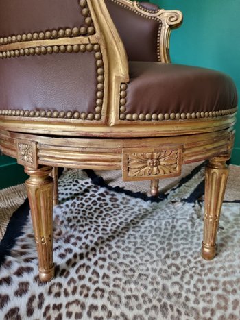 Sulpice Brizard, Exceptionnel Fauteuil De Bureau Tournant, d'époque Louis XVI.