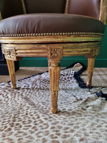 Sulpice Brizard, Exceptionnel Fauteuil De Bureau Tournant, d'époque Louis XVI.