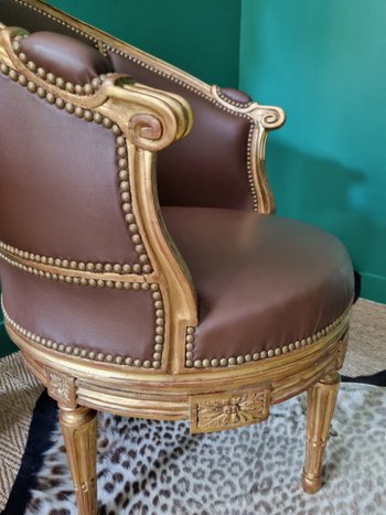 Sulpice Brizard, Exceptionnel Fauteuil De Bureau Tournant, d'époque Louis XVI.