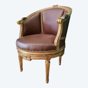 Sulpice Brizard, Exceptional Revolving Office Armchair, Louis XVI Period.