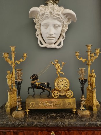 Empire Period, Large Pair Of Candlesticks With Genies.