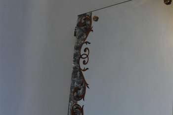Pair Of Cabinet Door In Eglomised Glass With Pediment Style 1940