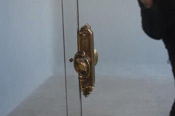 Pair Of Cabinet Door In Eglomised Glass With Pediment Style 1940