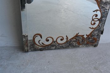 Pair Of Cabinet Door In Eglomised Glass With Pediment Style 1940