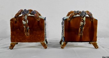 Pair of Barbotine Planters, G. De Bruyn - 1900s
