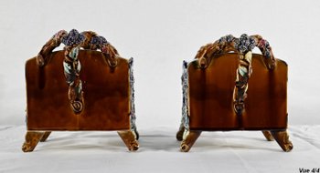 Pair of Barbotine Planters, G. De Bruyn - 1900s