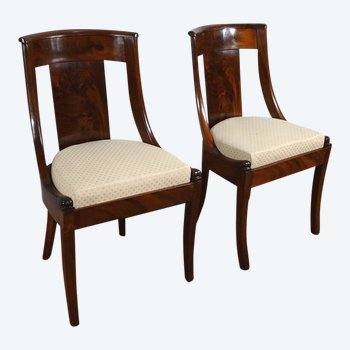 Pair of Mahogany Gondola Chairs - Early 20th Century