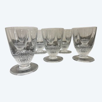 10 Verres à Vin Lalique France Modèle Nippon H: 10 Cm