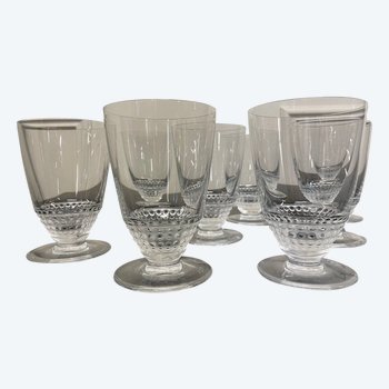 8 Verres à Eau Lalique France Modèle Nippon H: 11 Cm