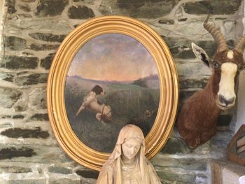 Georges DROUIN  « lièvre et chien de chasse »