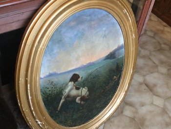 Georges DROUIN  « lièvre et chien de chasse »