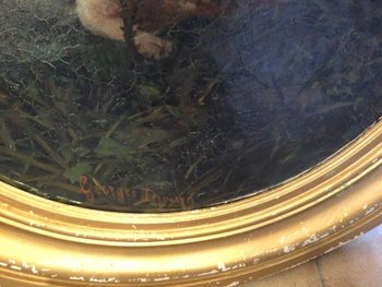 Georges DROUIN  « lièvre et chien de chasse »