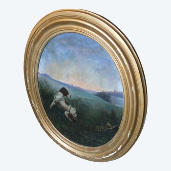 Georges DROUIN  « lièvre et chien de chasse »